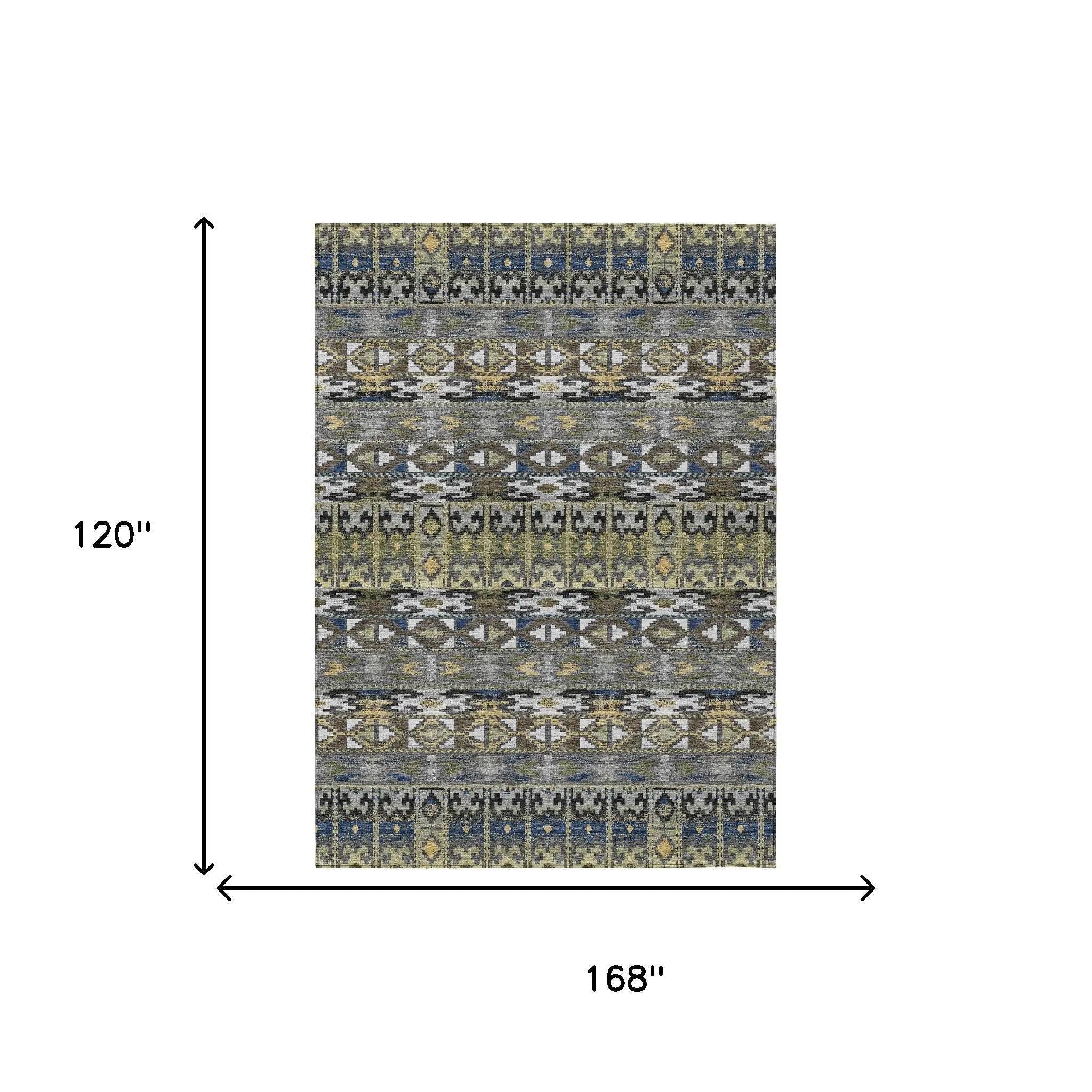 10' X 14' Gray And Graphite Geometric Washable Indoor Outdoor Area Rug Homeroots Outdoor